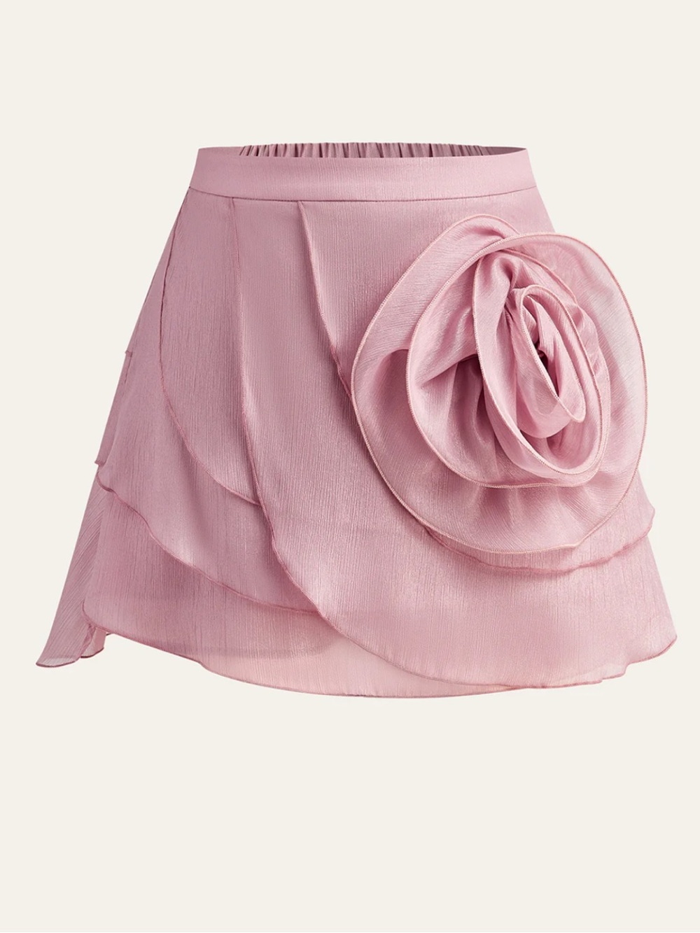 Commense Semi-Sheer Chiffon Draped Skort With 3D Rosette Size Medium NWT